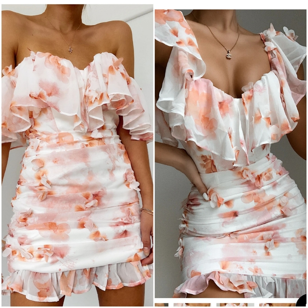 NWT Runaway The Label Anairo Peach Floral Dress Size S 4